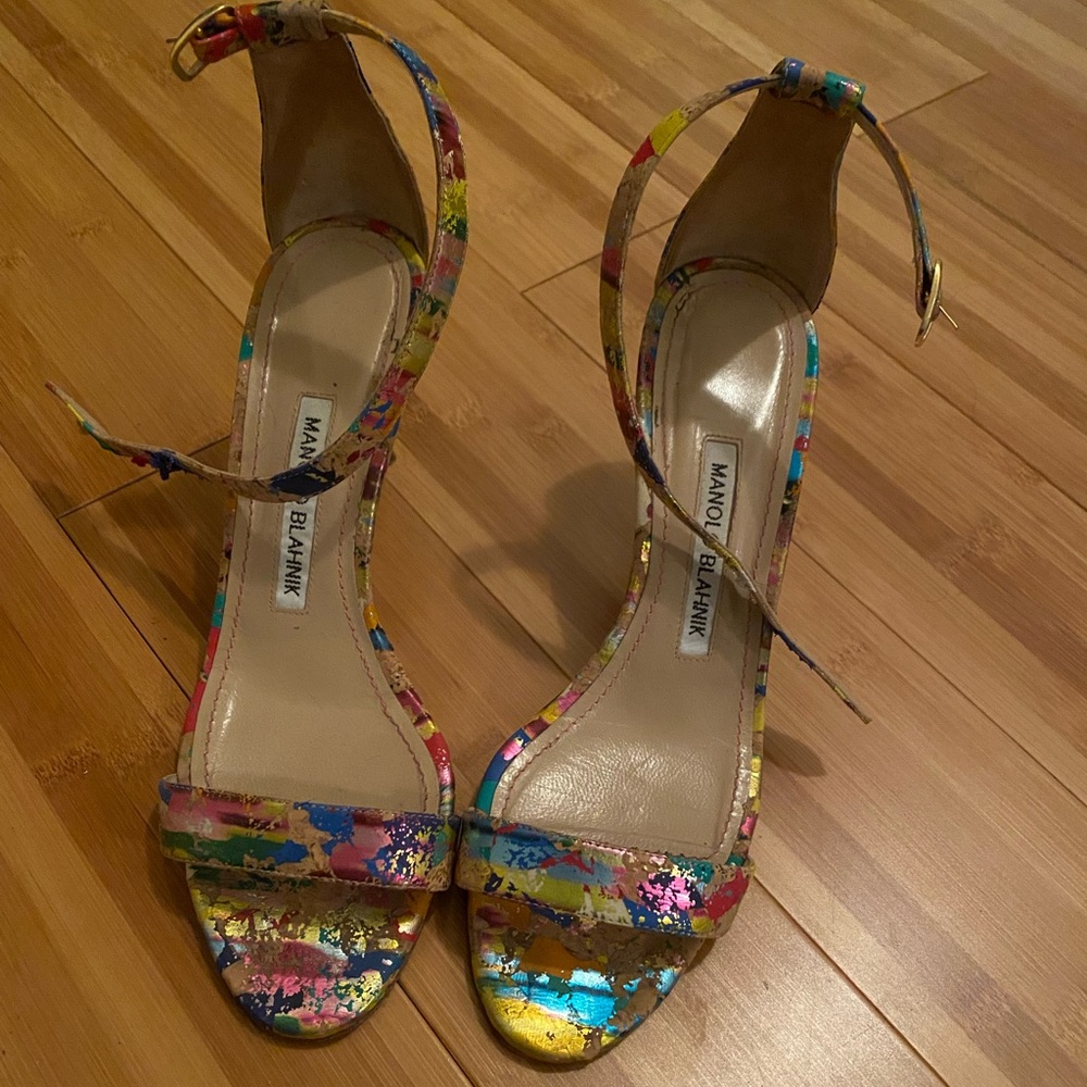 Manolo Blahnik rainbow sandals